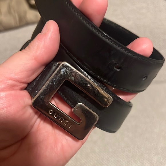 Gucci Accessories - Gucci Vintage Belt Block G black / silver 60. 24